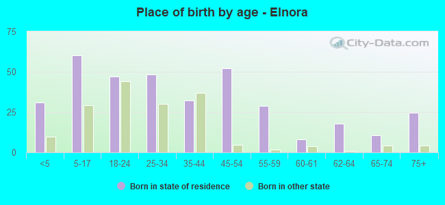 Place of birth by age -  Elnora