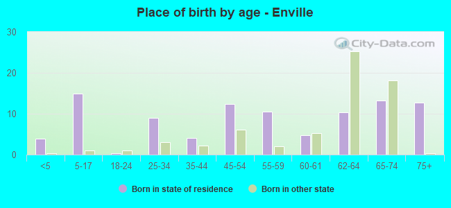 Place of birth by age -  Enville