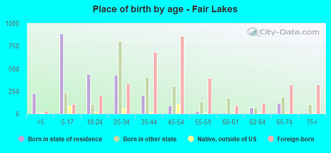 Place of birth by age -  Fair Lakes