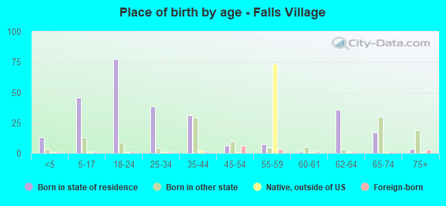 Place of birth by age -  Falls Village