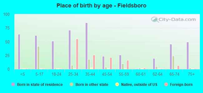 Place of birth by age -  Fieldsboro