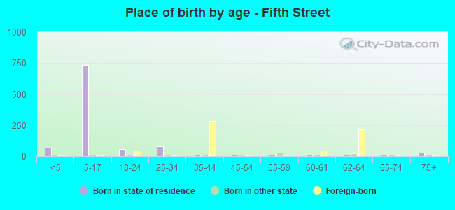 Place of birth by age -  Fifth Street