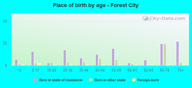 Place of birth by age -  Forest City