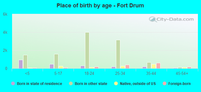 Place of birth by age -  Fort Drum