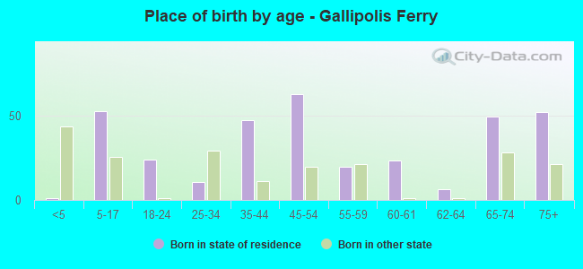 Place of birth by age -  Gallipolis Ferry