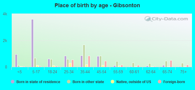 Place of birth by age -  Gibsonton