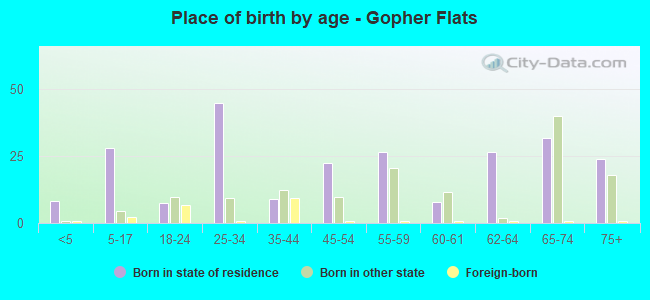 Place of birth by age -  Gopher Flats