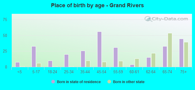 Place of birth by age -  Grand Rivers