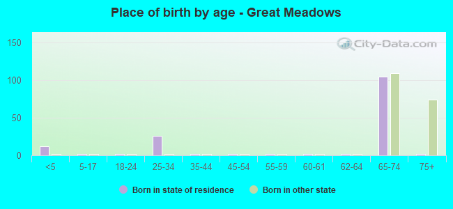 Place of birth by age -  Great Meadows