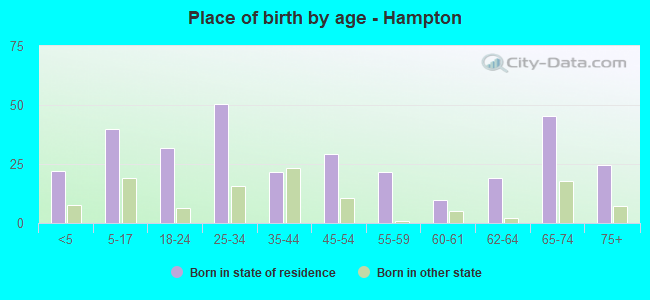 Place of birth by age -  Hampton