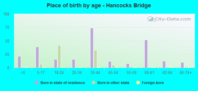 Place of birth by age -  Hancocks Bridge