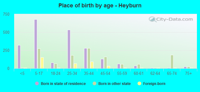 Place of birth by age -  Heyburn