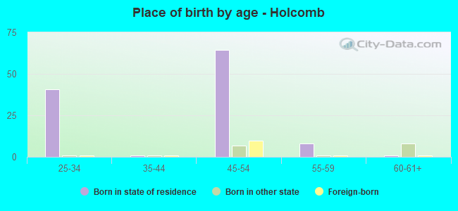 Place of birth by age -  Holcomb