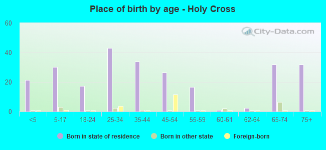 Place of birth by age -  Holy Cross
