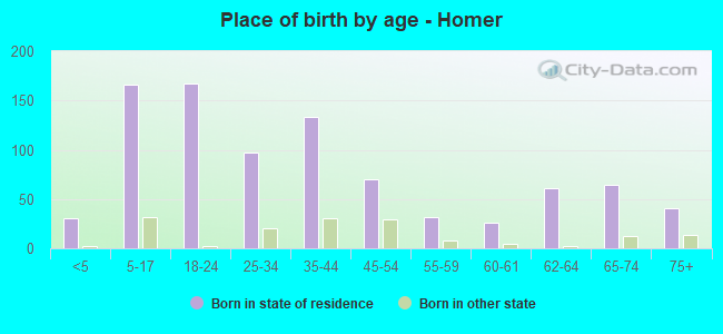 Place of birth by age -  Homer