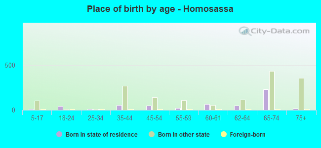 Place of birth by age -  Homosassa