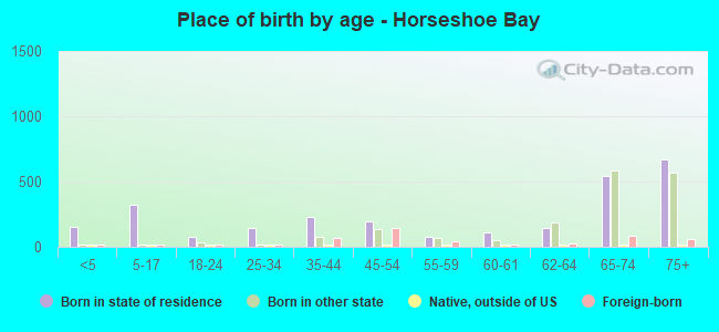 Place of birth by age -  Horseshoe Bay