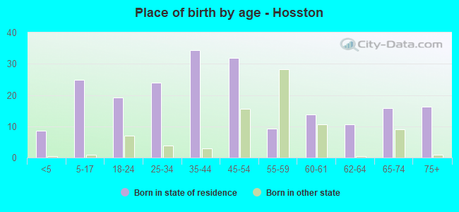 Place of birth by age -  Hosston