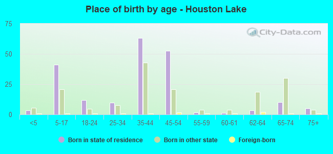 Place of birth by age -  Houston Lake