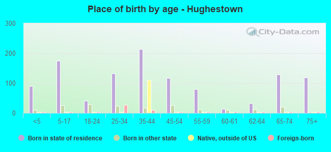 Place of birth by age -  Hughestown