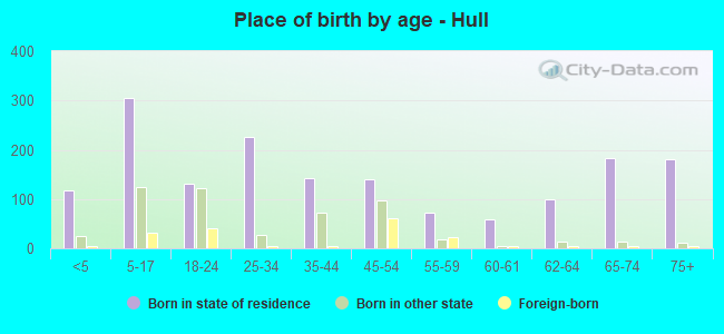Place of birth by age -  Hull