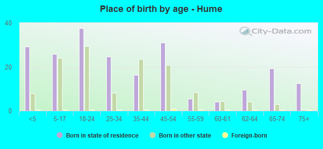Place of birth by age -  Hume