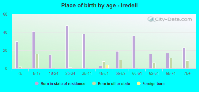 Place of birth by age -  Iredell