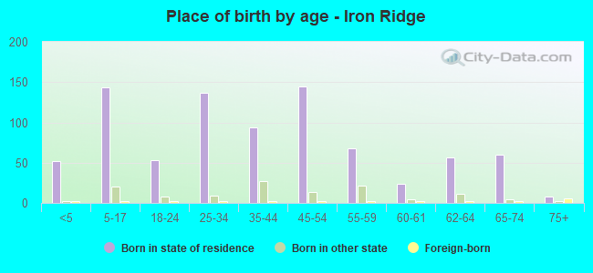 Place of birth by age -  Iron Ridge
