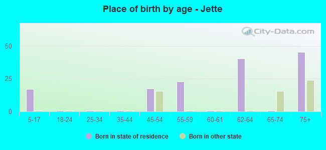 Place of birth by age -  Jette