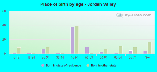 Place of birth by age -  Jordan Valley