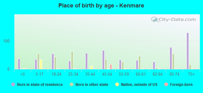 Place of birth by age -  Kenmare