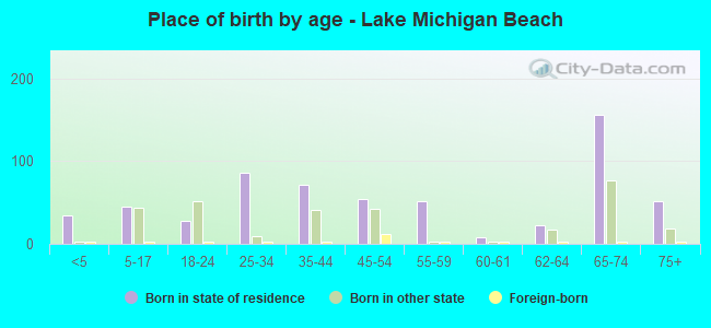 Place of birth by age -  Lake Michigan Beach