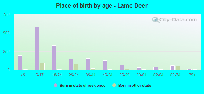 Place of birth by age -  Lame Deer