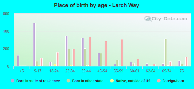 Place of birth by age -  Larch Way