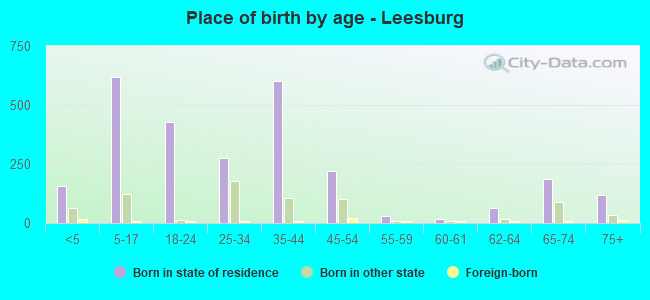 Place of birth by age -  Leesburg