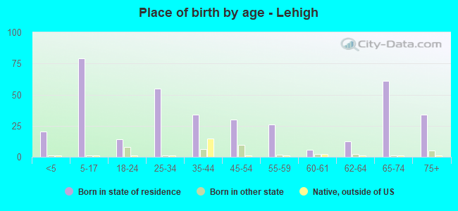 Place of birth by age -  Lehigh