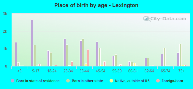 Place of birth by age -  Lexington