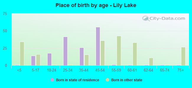 Place of birth by age -  Lily Lake