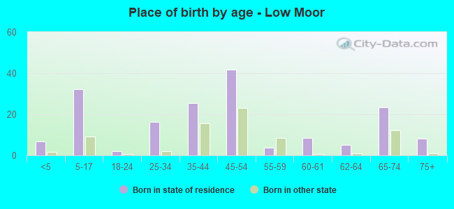 Place of birth by age -  Low Moor