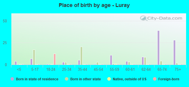 Place of birth by age -  Luray