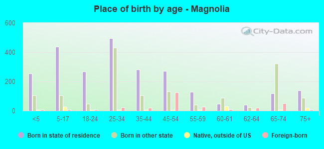 Place of birth by age -  Magnolia