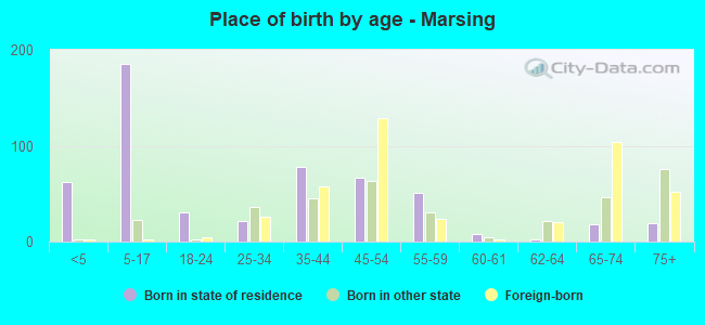 Place of birth by age -  Marsing