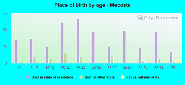 Place of birth by age -  Mecosta