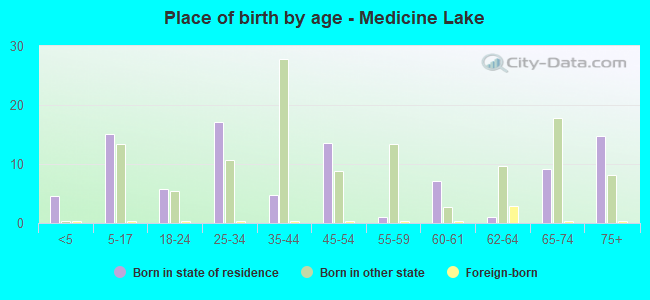Place of birth by age -  Medicine Lake