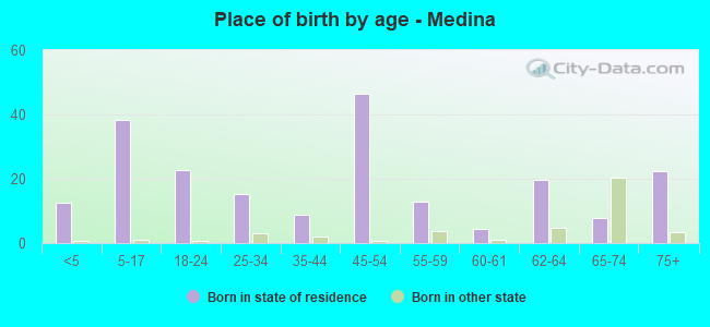 Place of birth by age -  Medina