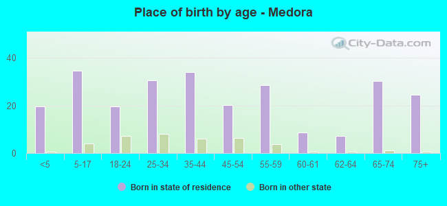 Place of birth by age -  Medora
