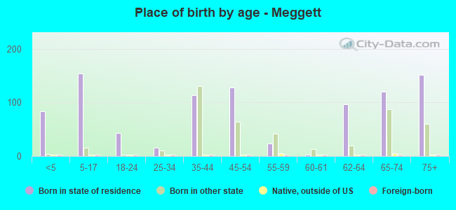 Place of birth by age -  Meggett