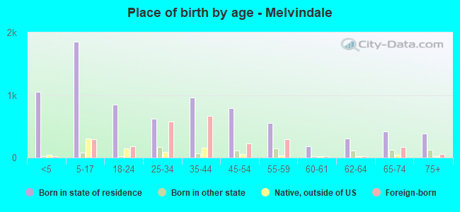 Place of birth by age -  Melvindale