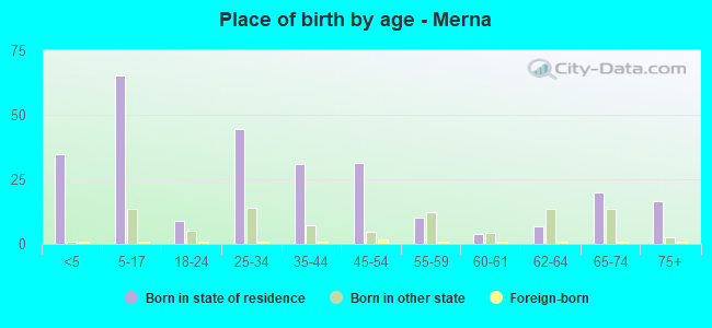 Place of birth by age -  Merna