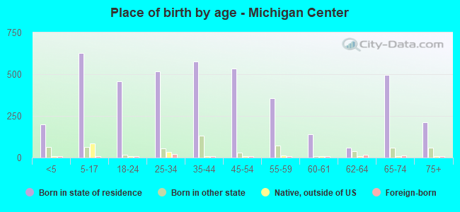 Place of birth by age -  Michigan Center